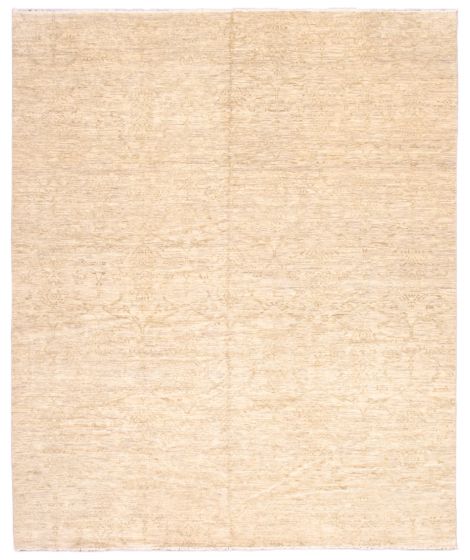 Transitional Ivory Area rug 12x15 Indian Hand-knotted 373960