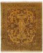 Bordered  Traditional Yellow Area rug 6x9 Indian Hand-knotted 254310