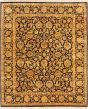Bordered  Traditional Black Area rug 6x9 Indian Hand-knotted 282948