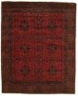 Bordered  Tribal Red Area rug 4x6 Afghan Hand-knotted 312972