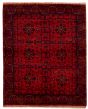 Bordered  Tribal Red Area rug 4x6 Afghan Hand-knotted 329125