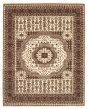 Bordered  Traditional Brown Area rug 6x9 Indian Hand-knotted 345492