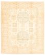 Bordered  Traditional Ivory Area rug 6x9 Afghan Hand-knotted 346610