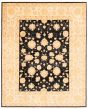 Bordered  Traditional Black Area rug 6x9 Pakistani Hand-knotted 362502