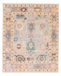 Bordered  Transitional Grey Area rug 6x9 Indian Hand-knotted 377481