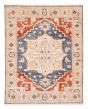 Bordered  Traditional Blue Area rug 6x9 Indian Hand-knotted 379060