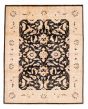 Bordered  Traditional Black Area rug 6x9 Afghan Hand-knotted 379143