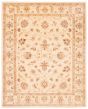 Bordered  Traditional Ivory Area rug 6x9 Afghan Hand-knotted 379259