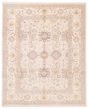 Bordered  Transitional Grey Area rug 6x9 Indian Hand-knotted 387738
