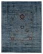 Overdyed  Transitional Blue Area rug 6x9 Pakistani Hand-knotted 392558