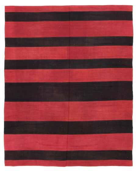 Bohemian  Stripes Red Area rug 6x9 Turkish Flat-weave 335174