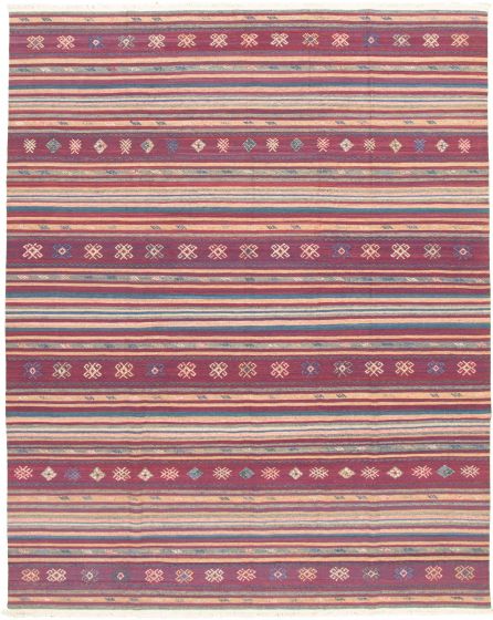 Bohemian  Transitional Red Area rug 6x9 Turkish Flat-weave 335862