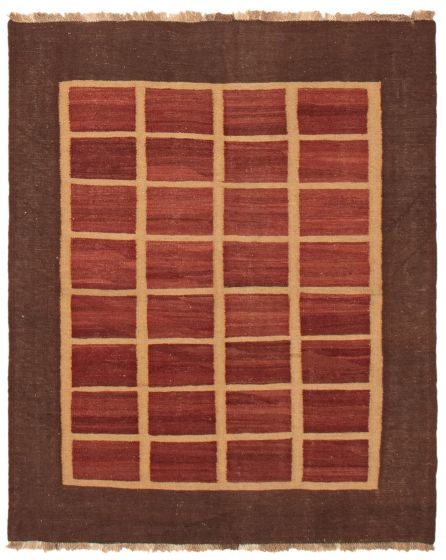 Casual  Transitional Brown Area rug 4x6 Turkish Flat-Weave 366949
