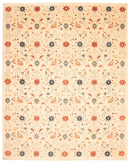 Transitional Ivory Area rug 12x15 Pakistani Hand-knotted 368338