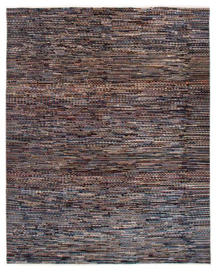 Transitional Blue Area rug 6x9 Indian Hand-knotted 377082
