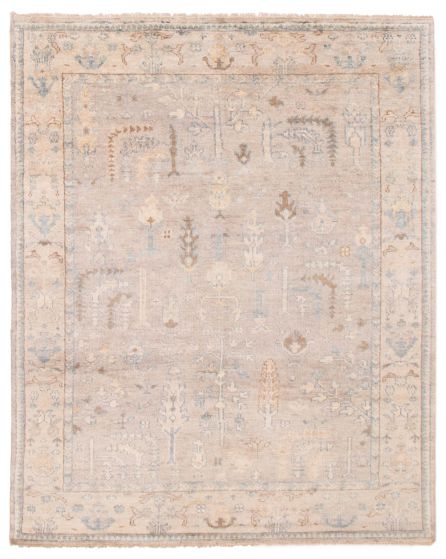 Bordered  Traditional Yellow Area rug 6x9 Indian Hand-knotted 377577