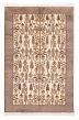 Bordered  Tribal Ivory Area rug 6x9 Turkish Hand-knotted 290830
