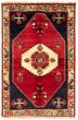 Bordered  Tribal Red Area rug 3x5 Turkish Hand-knotted 322227