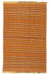 Bordered  Stripes Brown Area rug 3x5 Turkish Flat-weave 334629