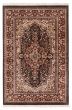 Bordered  Traditional Black Area rug 4x6 Indian Hand-knotted 348931