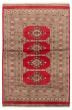 Bordered  Tribal Red Area rug 3x5 Pakistani Hand-knotted 359374
