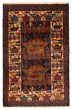 Bordered  Tribal Black Area rug 3x5 Afghan Hand-knotted 365747