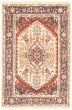 Bordered  Traditional Ivory Area rug 3x5 Indian Hand-knotted 369676