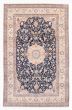 Bordered  Traditional Blue Area rug Unique Persian Hand-knotted 385189