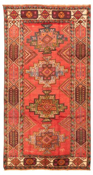 Bordered  Tribal Brown Area rug Unique Turkish Hand-knotted 317981