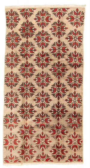 Bordered  Tribal Yellow Area rug Unique Turkish Hand-knotted 322640