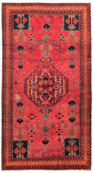 Bordered  Tribal Red Area rug Unique Turkish Hand-knotted 334320
