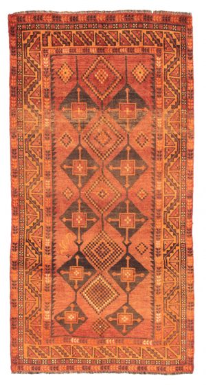 Bordered  Tribal Brown Area rug Unique Turkish Hand-knotted 351636