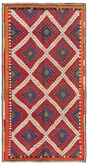 Flat-weaves & Kilims  Geometric Red Area rug Unique Turkish Flat-Weave 369859