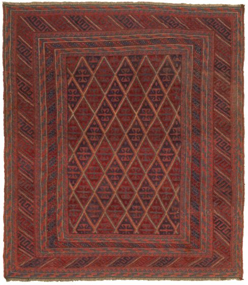 Bordered  Tribal Red Area rug 4x6 Afghan Hand-knotted 311188