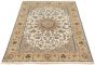 Bordered  Traditional Ivory Area rug 5x8 Persian Hand-knotted 307145