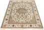 Bordered  Traditional Ivory Area rug 5x8 Persian Hand-knotted 307164