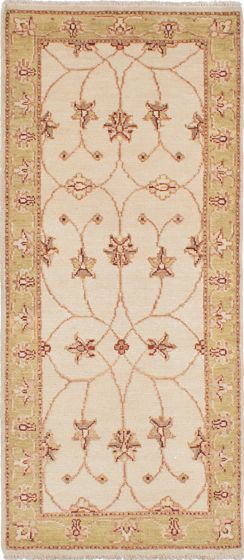 Traditional Ivory Runner rug 6-ft-runner Indian Hand-knotted 223899