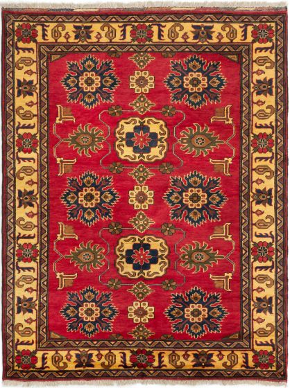 Bordered  Traditional Red Area rug 4x6 Afghan Hand-knotted 281283