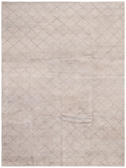 Casual  Transitional Grey Area rug 9x12 Indian Hand-knotted 298985
