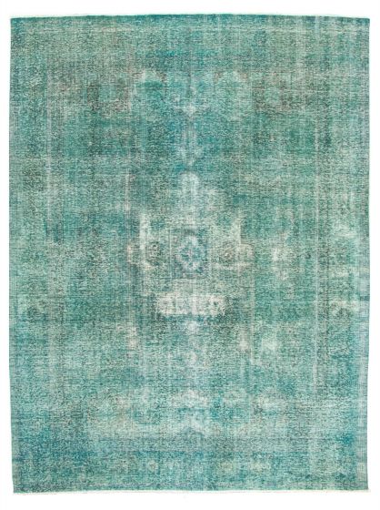 Bordered  Transitional Green Area rug 9x12 Turkish Hand-knotted 317881