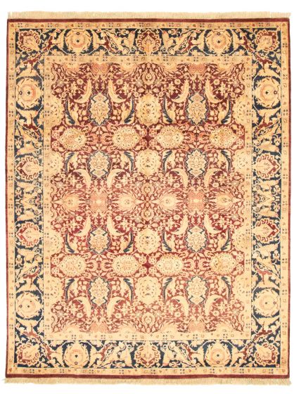 Bordered  Traditional Red Area rug 6x9 Pakistani Hand-knotted 336479