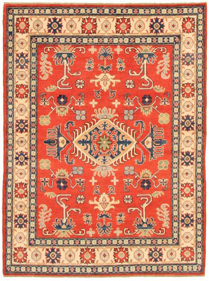 Bordered  Traditional Red Area rug 4x6 Afghan Hand-knotted 336980