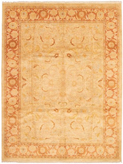 Bordered  Traditional Yellow Area rug 9x12 Pakistani Hand-knotted 338013