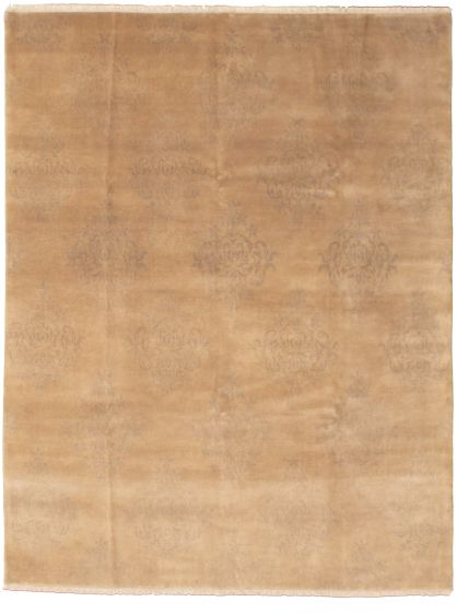 Casual  Transitional Brown Area rug 6x9 Indian Hand-knotted 338590