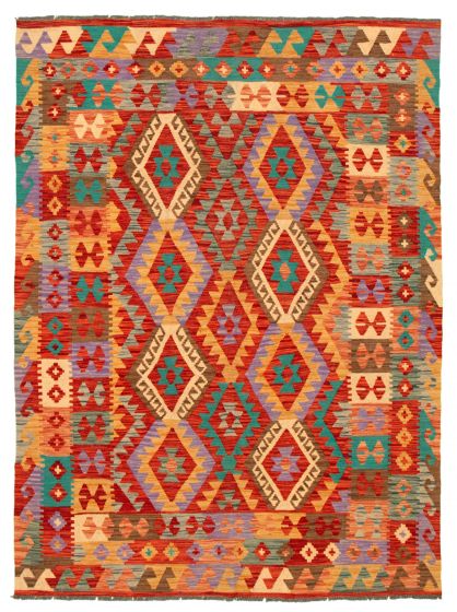 Flat-weaves & Kilims  Traditional Red Area rug 5x8 Turkish Flat-weave 346115