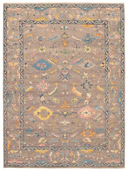 Bordered  Traditional Grey Area rug 9x12 Pakistani Hand-knotted 366969