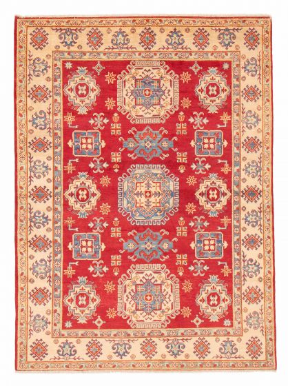 Bordered  Traditional Red Area rug 5x8 Afghan Hand-knotted 377988