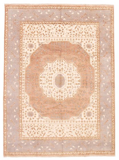 Traditional Brown Area rug 9x12 Indian Hand-knotted 387609