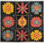 Casual  Transitional Black Area rug Square Indian Hand-knotted 280662