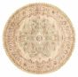 Bordered  Traditional Green Area rug Round Indian Hand-knotted 344292